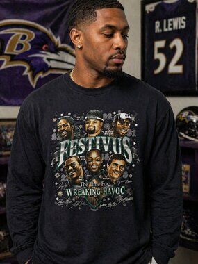 Baltimore Ravens Festivus Long Sleeve Tee XL | NFL Graphic Shirt Gameday